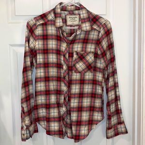 Abercrombie and Fitch long sleeve button down plaid shirt. Small.